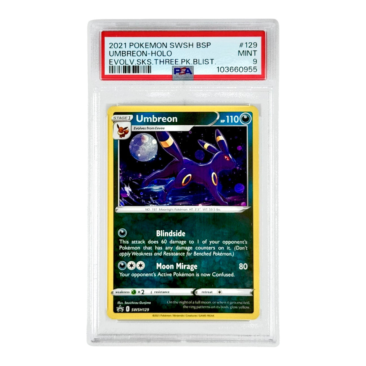 pokemon umbreon promo card 2021 Evolving Skies #129 PSA 9 – Yamacardo No：:8-PU-006 L.5.2 Gx2 / / 2 Shield V (S1H) Card