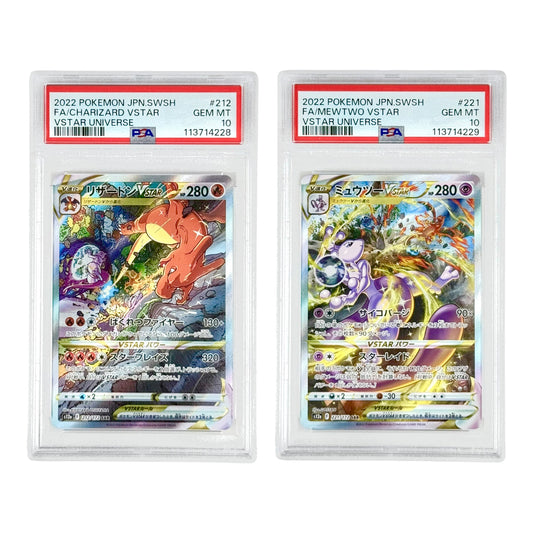 Set of 2 Charizard Mewtwo 2022 Pokemon Japanese S12a #212/221 PSA 10