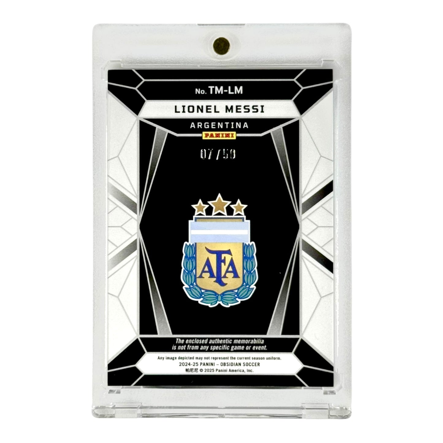 Lionel Messi 2024-25 Obsidian Trifecta Triple Jersey 07/50 #TM-LM