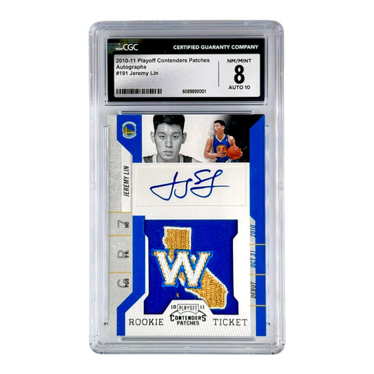 Jeremy Lin 2010-11 Playoff Contenders Patches Auto Rookie RC #191 CGC 8