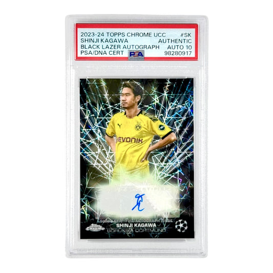 Shinji Kagawa 2023-24 Topps Chrome UCC Soccer Black Lazer Auto #SK PSA Auto 10
