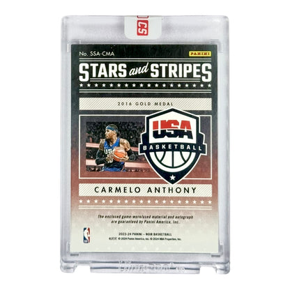 Carmelo Anthony 2023-24 Panini Noir Star & Stripes Auto 10/49 #SSA-CMA