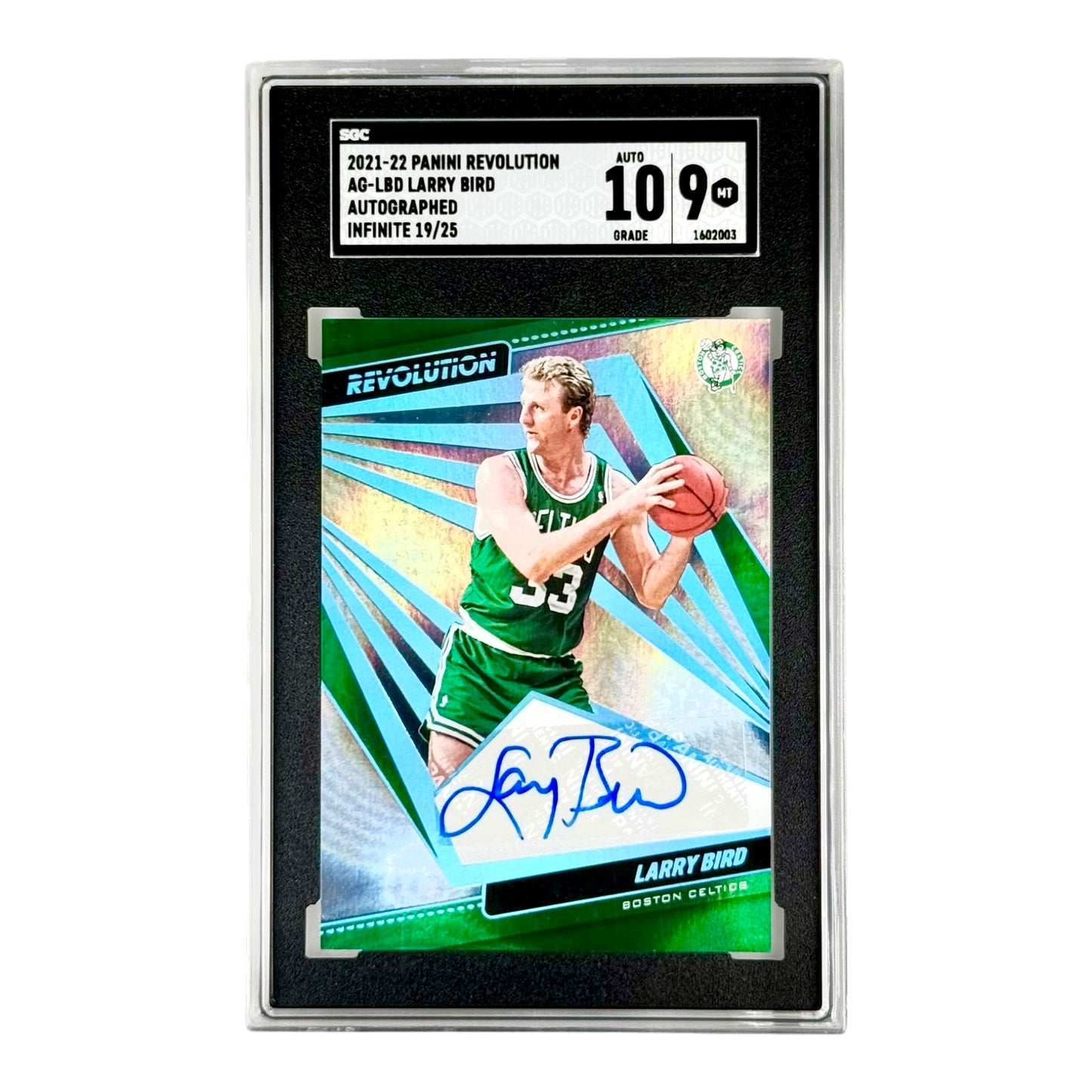Larry Bird 2021-22 Revolution Auto Infinite 19/25 #AG-LBD SGC 9 Auto 10