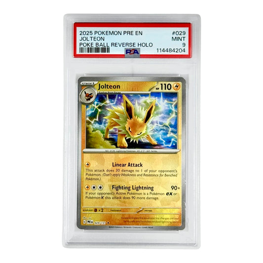 Jolteon 2025 Pokemon Prismatic Evolution Poke Ball Reverse Holo #029 PSA 9