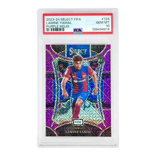 Lamine Yamal 2023-24 Select FIFA Purple Mojo Rookie RC #124 PSA 10