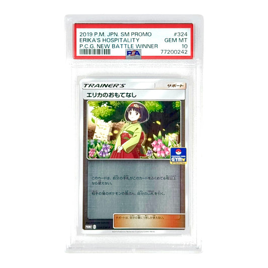 Erika's Hospitality 2019 Pokemon Japanese Sun & Moon New Battle Winner Promo #324 PSA 10