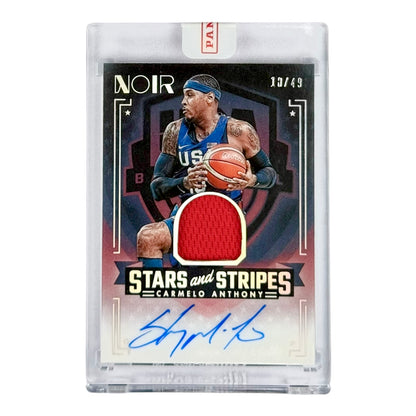 Carmelo Anthony 2023-24 Panini Noir Star & Stripes Auto 10/49 #SSA-CMA