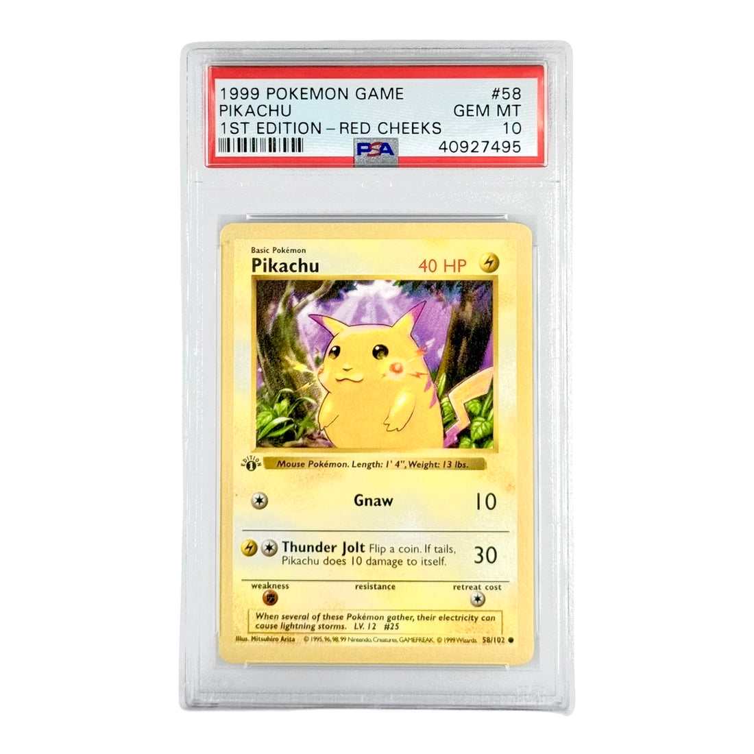 Pikachu 1999 Pokemon English 1st Edition Red Cheeks #58 PSA 10 – Yamacardo