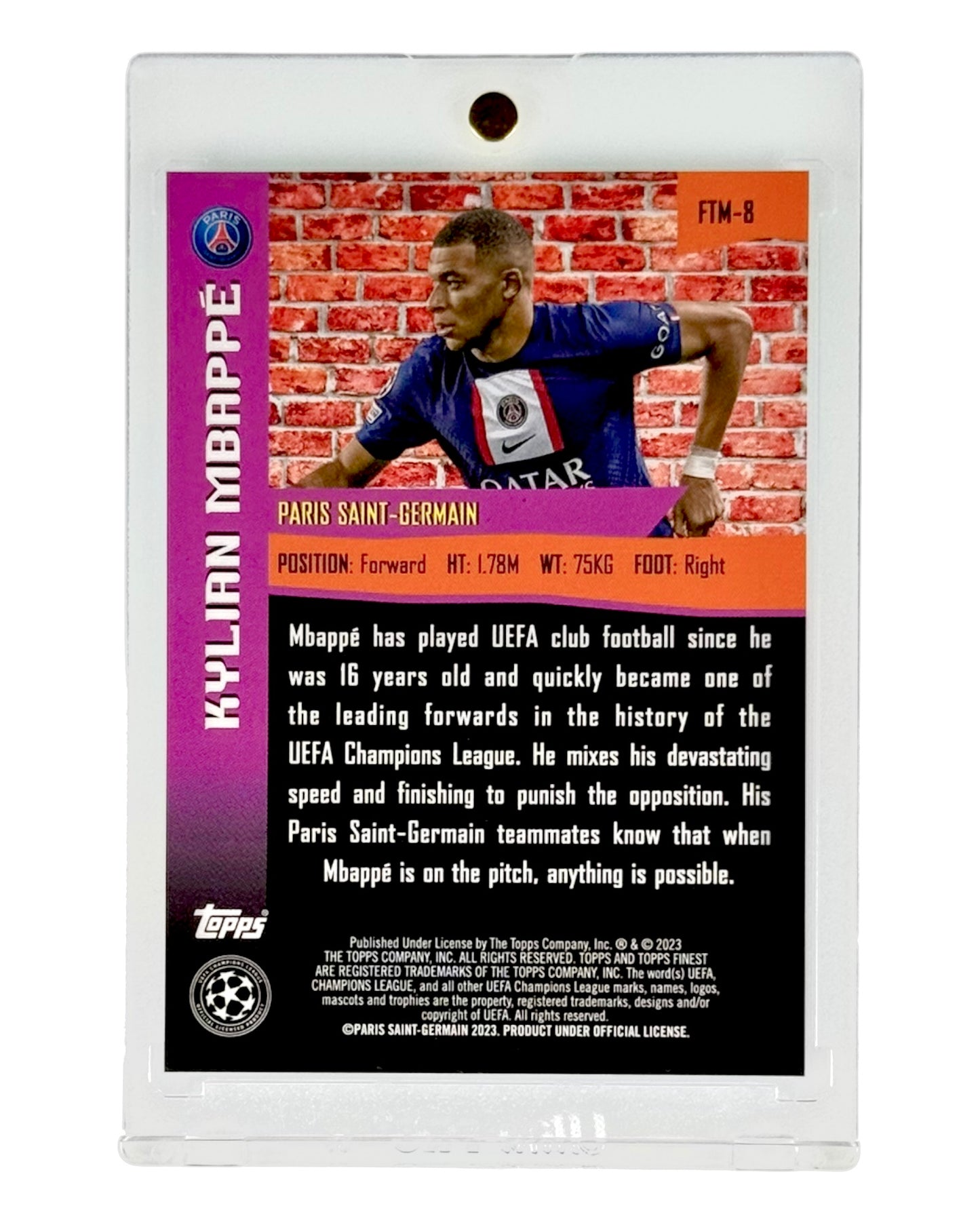 Kylian Mbappe 2023 Topps Finest UEFA Champions League 063/299 #FTM-8
