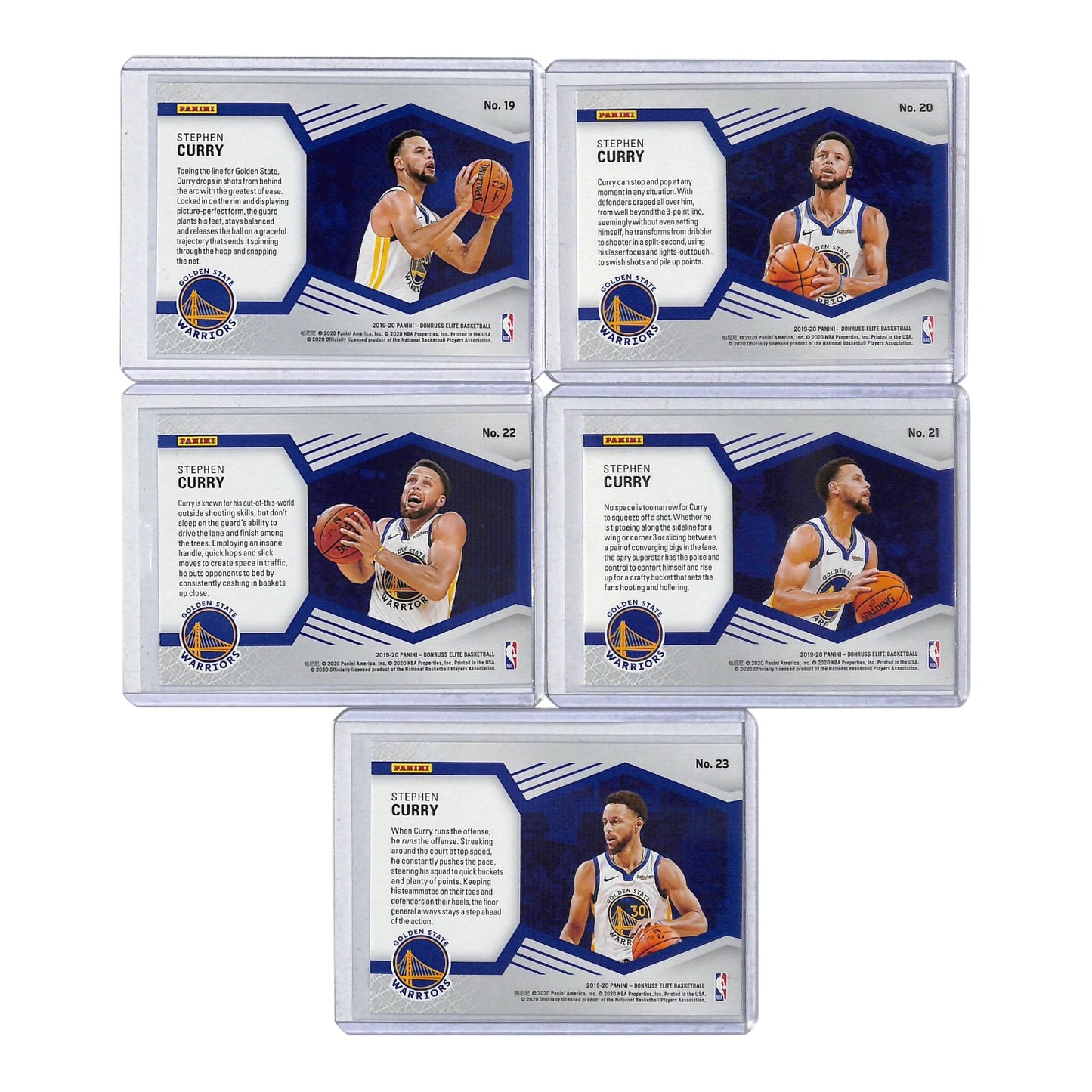 Set of 5 Stephen Curry 2019-20 Donruss Elite Spellbound