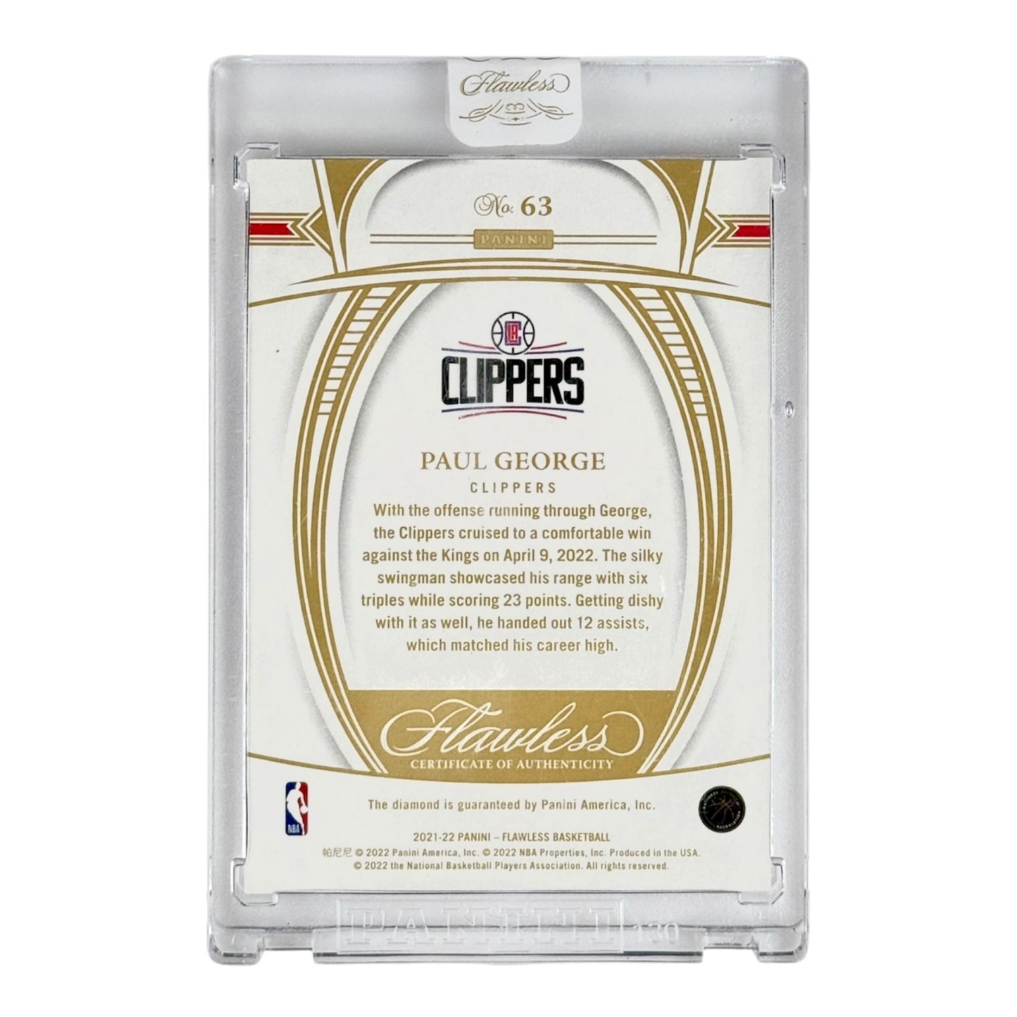 Paul George 2021-22 Flawless Diamond 09/20 #63