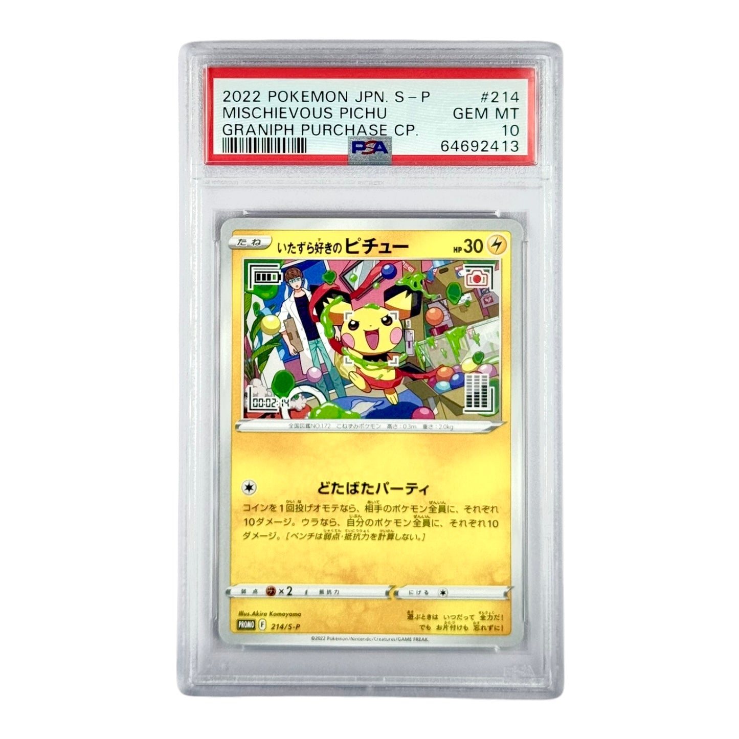 Mischievous Pichu 2022 Pokemon Japanese Graniph Purchase Campaign Promo #214 PSA 10