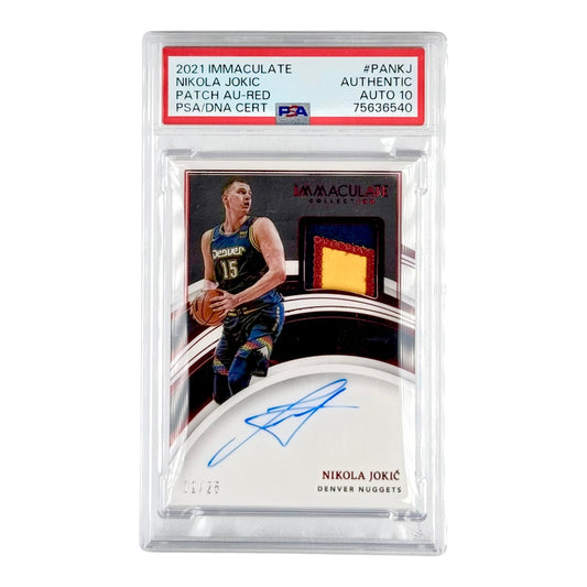 Nikola Jokic 2021-22 Panini Immaculate Patch Auto Red 11/25 #PANKJ PSA Auto 10