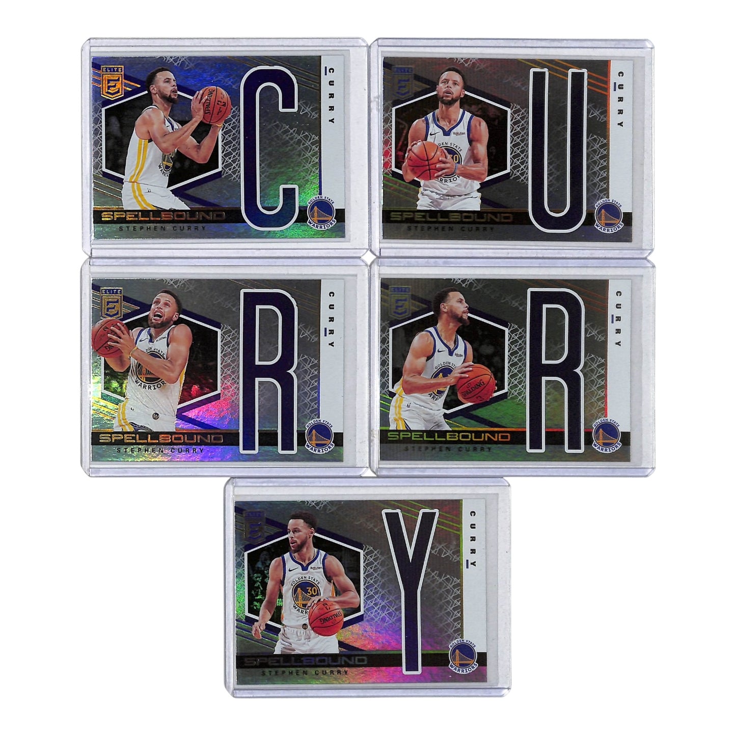 Set of 5 Stephen Curry 2019-20 Donruss Elite Spellbound
