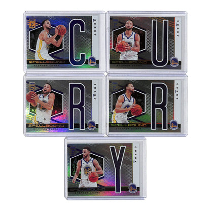 Set of 5 Stephen Curry 2019-20 Donruss Elite Spellbound