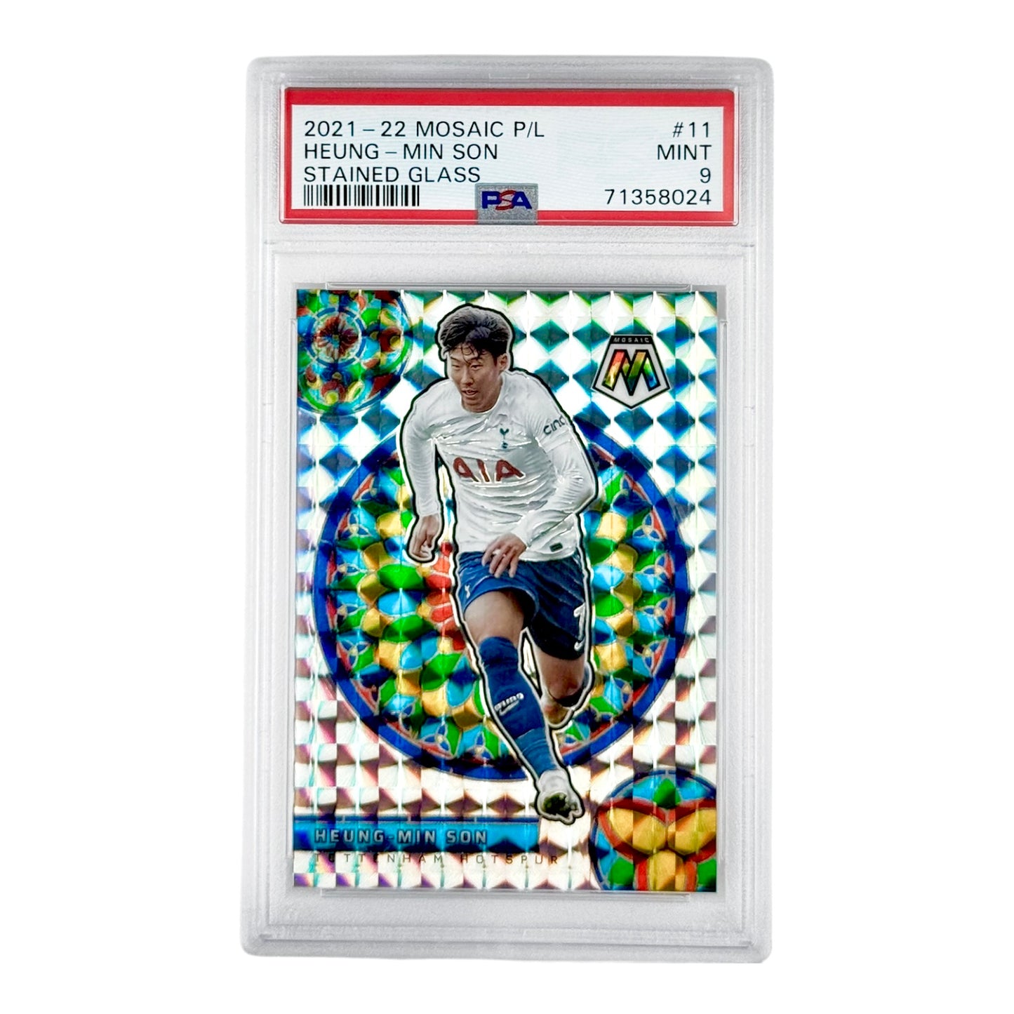 Heung Min Son 2021-22 Panini Mosaic Premier League Stained Glass #11 PSA 9