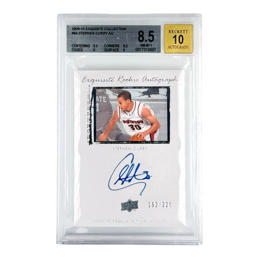 Stephen Curry 2009-10 Upper Deck Exquisite Rookie RC Auto 152/225 #64 BGS 8.5 Auto 10