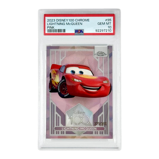 Lighting Mcqueen 2023 Topps Chrome Disney 100 Pink 225/399 #95 PSA 10