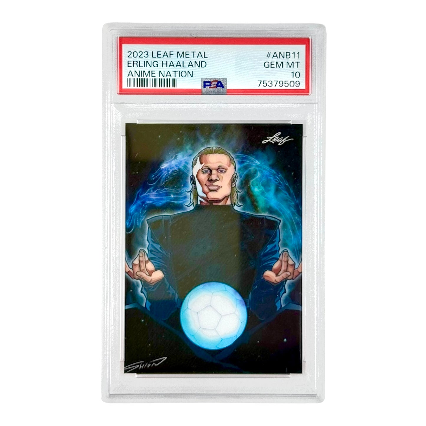 Erling Haaland 2023 Leaf Metal Anime Nation 53/92 #ANB11 PSA 10