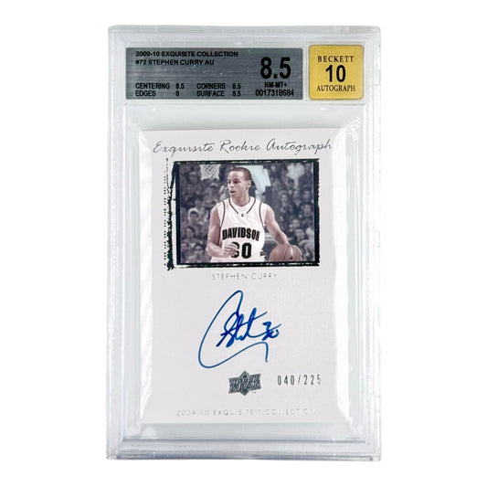 Stephen Curry 2009-10 Upper Deck Exquisite Rookie RC Auto 040/225 #72 BGS 8.5 Auto 10