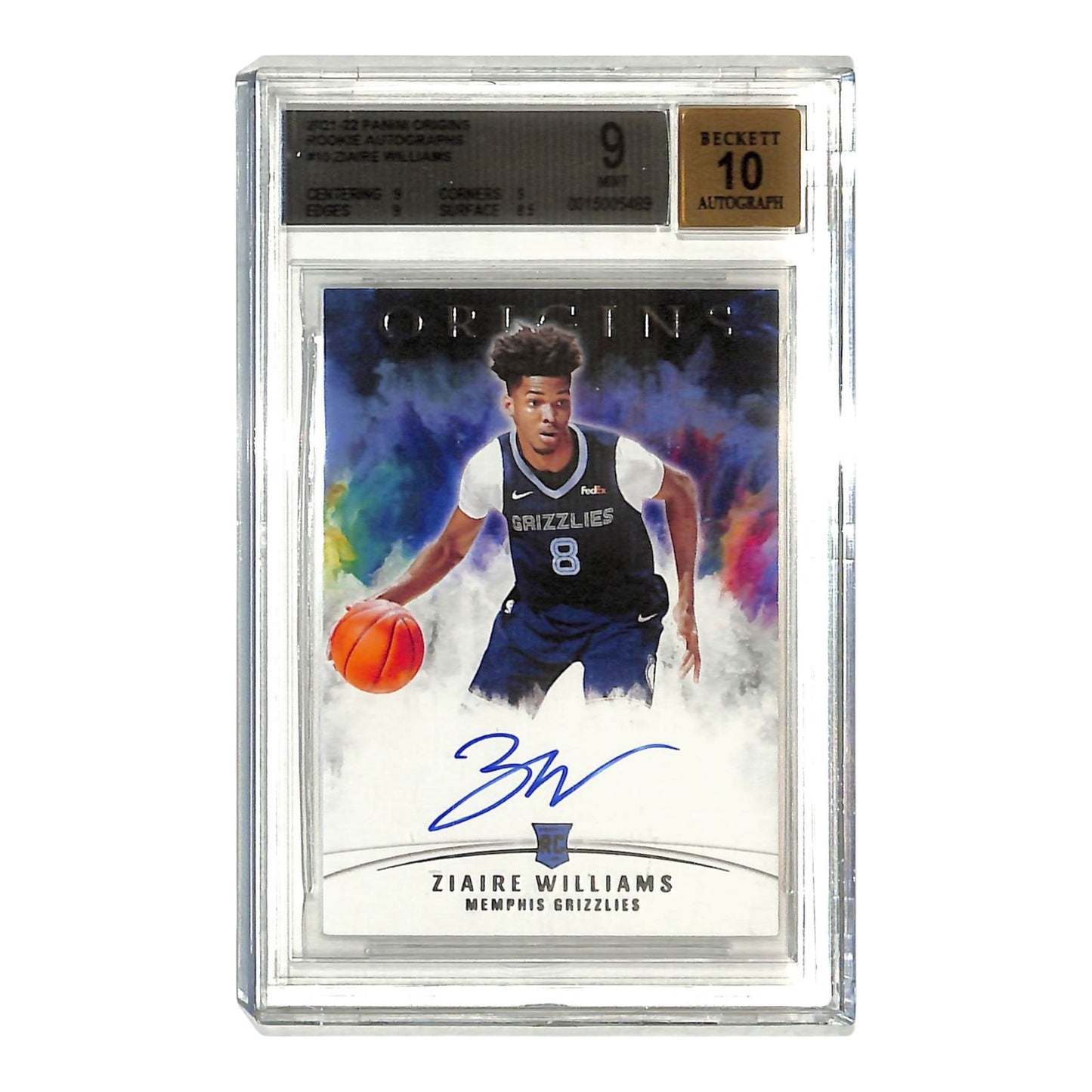 Ziarie Williams 2021-22 Origins Rookie Auto RC #10 BGS 9 Auto 10