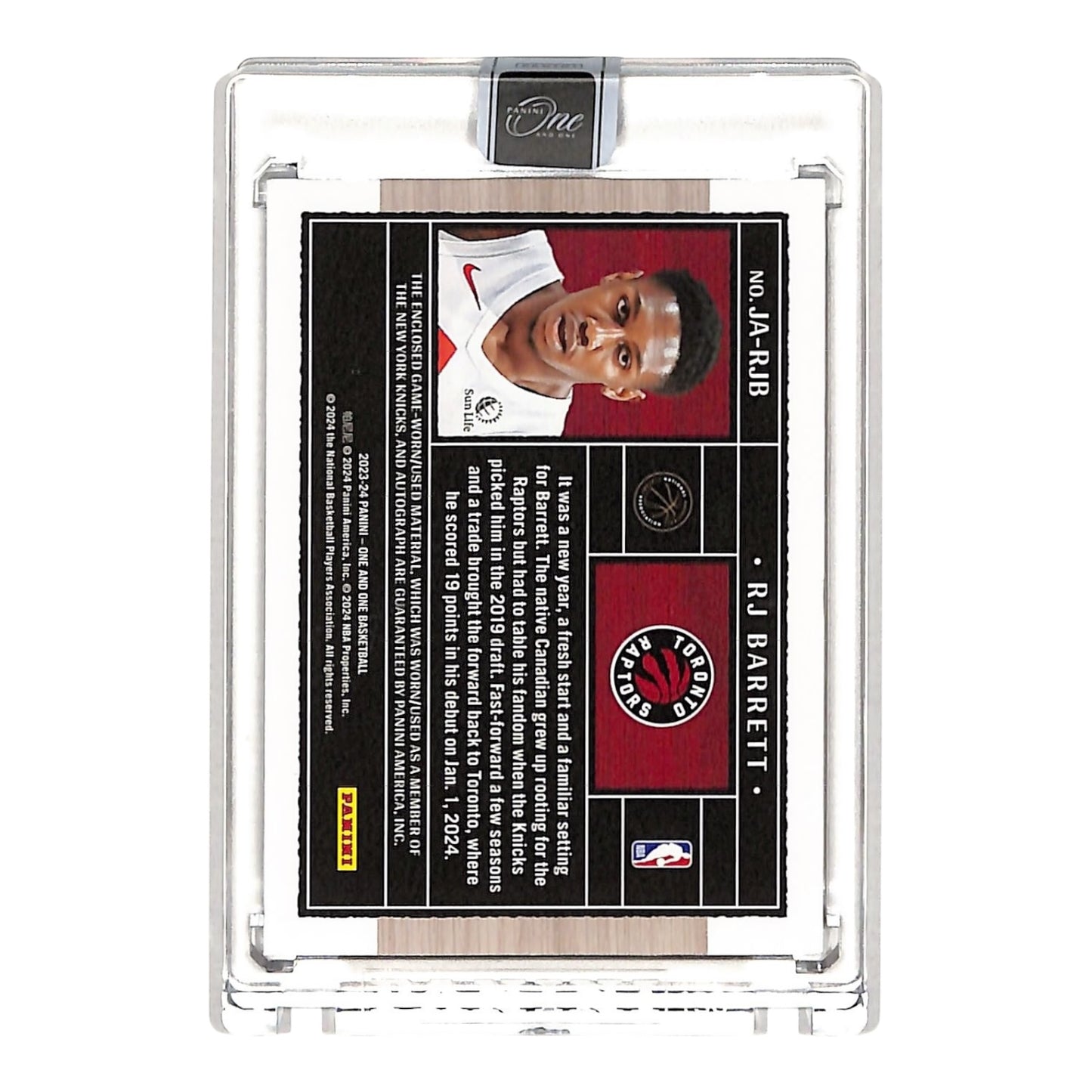 RJ Barrett 2023-24 One & One Patch Auto 05/25 #JA-RJB