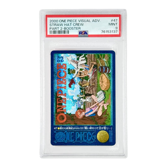 Straw Hat Crew 2000 One Piece Japanese Bandai Carddass Visual Adventure Pt.2 Booster #47 PSA 9