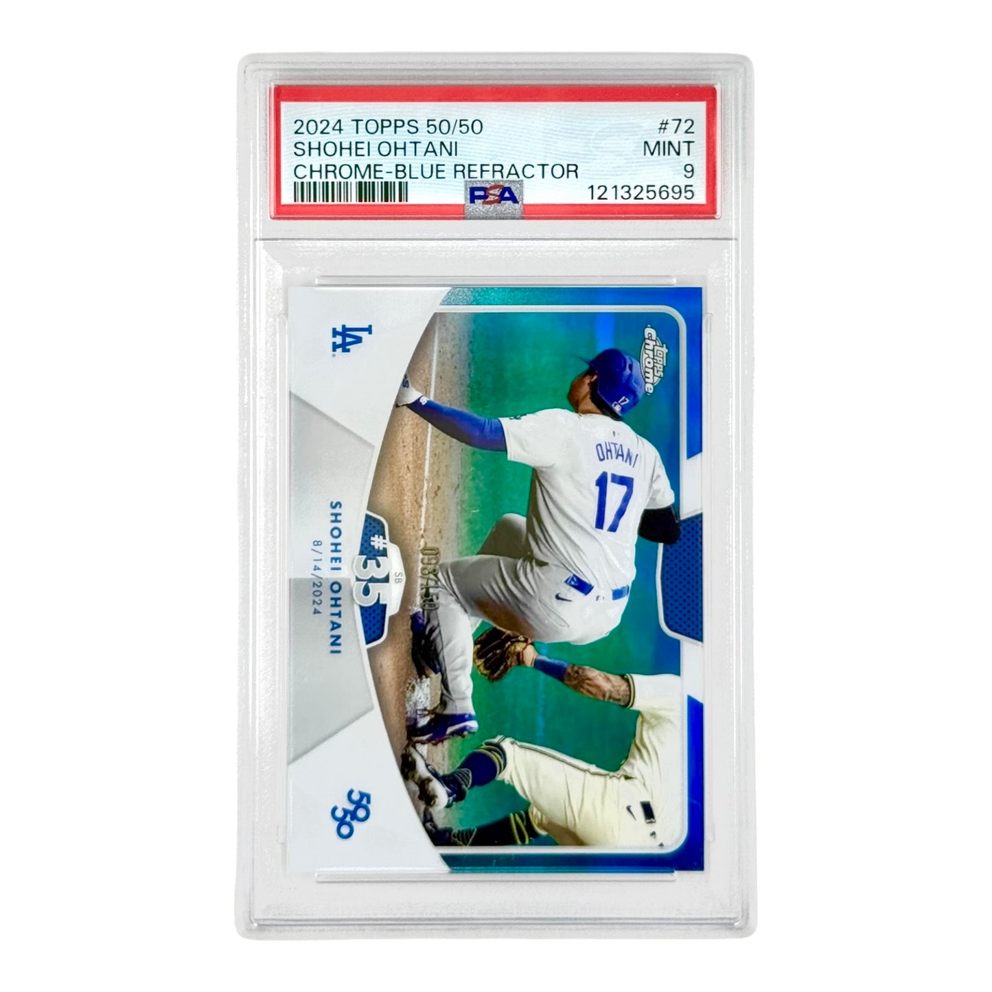 Shohei Ohtani 2024 Topps 50/50 Chrome Blue Refractor 098/150 #72 PSA 9