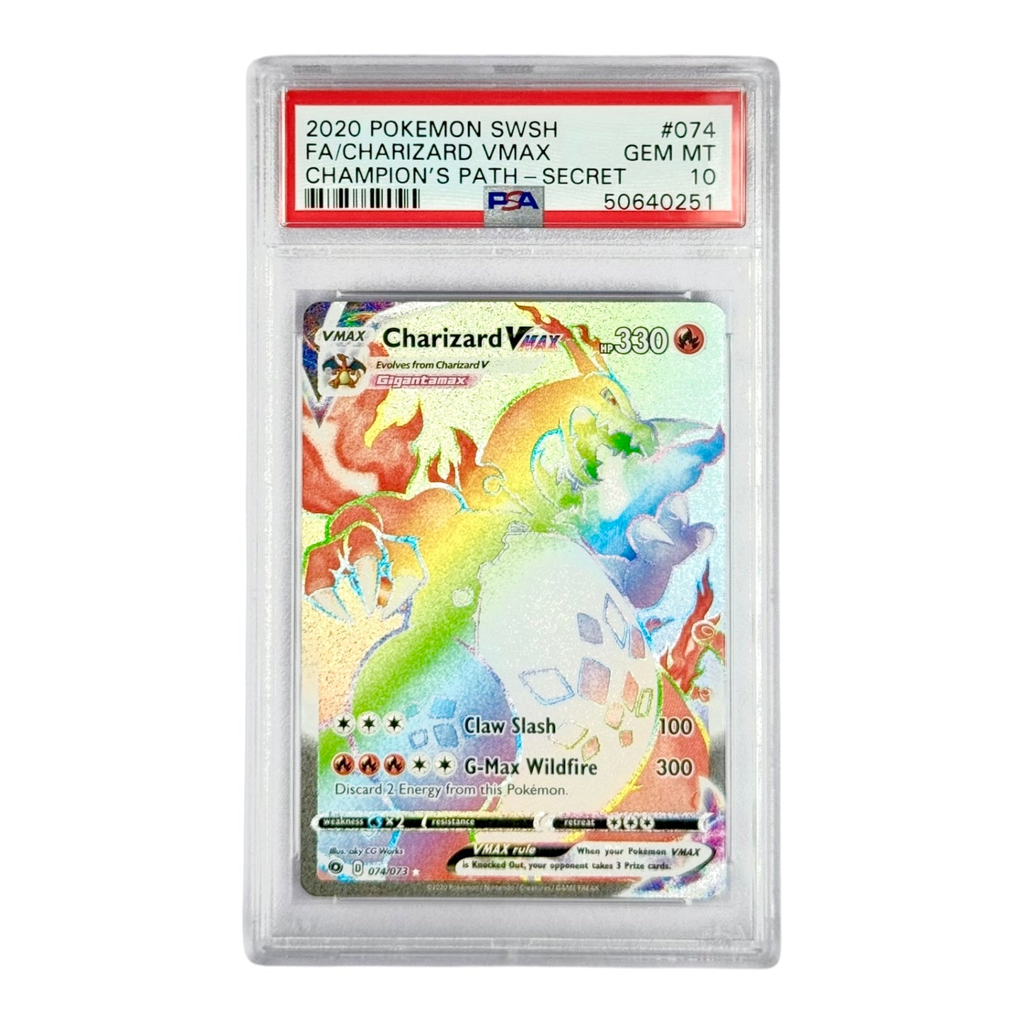 Charizard 2020 Pokemon English Vmax Champion's Path Secret #074 PSA 10