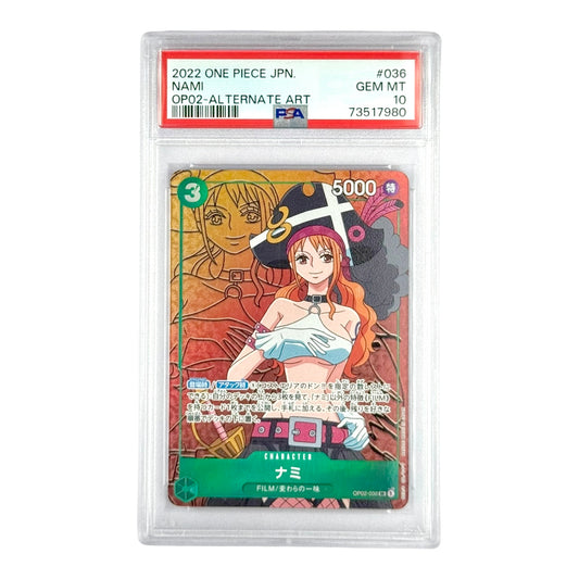 Nami 2022 One Piece Japanese Alternate Art OP02 #036 PSA 10