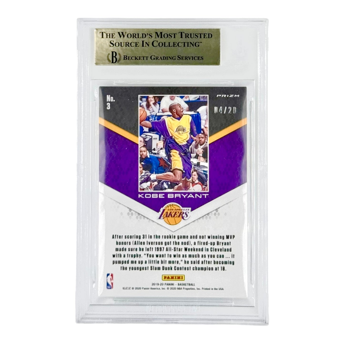 Kobe Bryant 2019-20 Panini Mosaic Career highlights Purple & Gold 04/20 #3 BGS 9.5