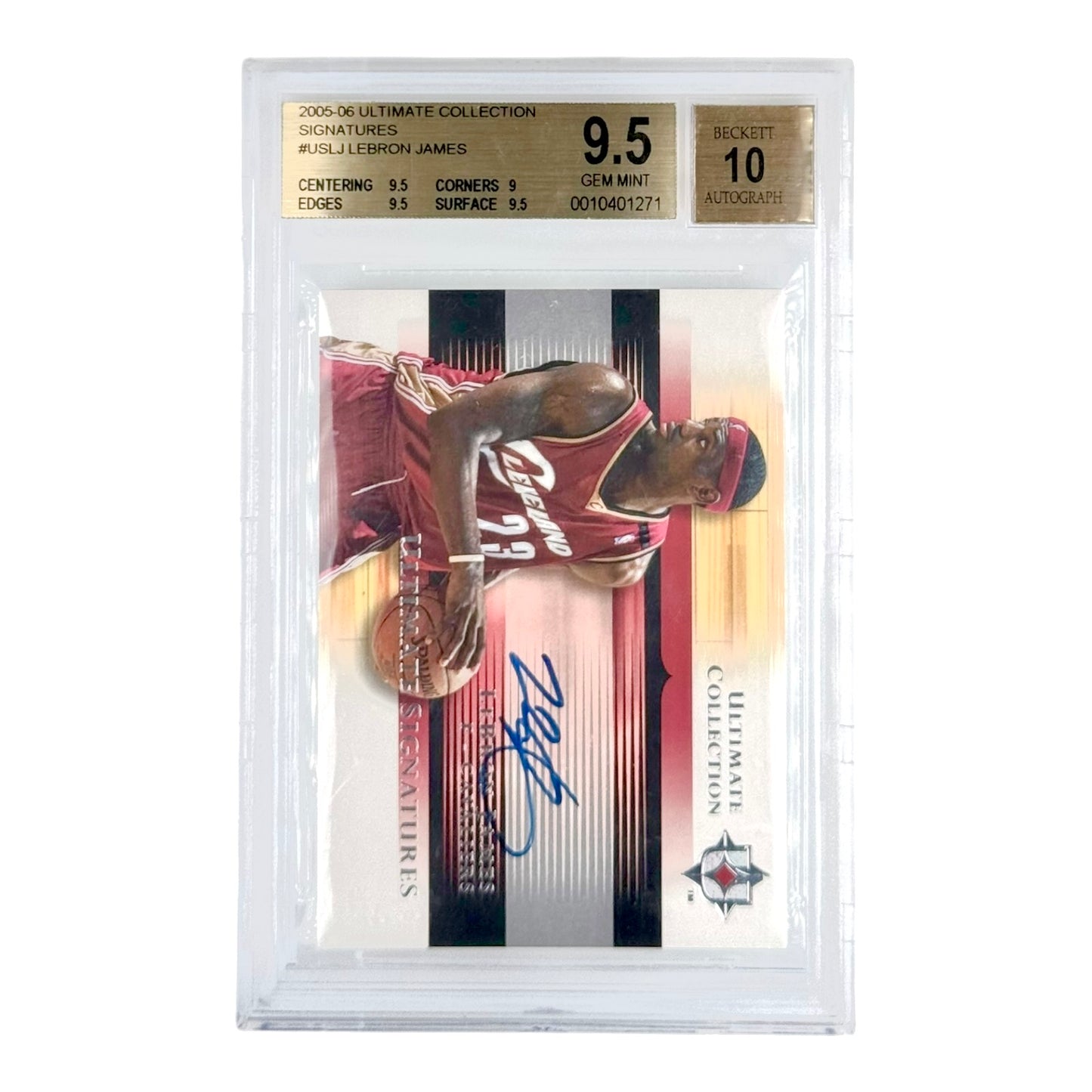 Lebron James 2005-06 Upper Deck Ultimate Collection Auto #US-LJ BGS 9.5 Auto 10