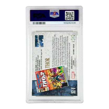 Thor 2024 Skybox Marvel Masterpieces Seismic Gold 64/92 #92V PSA 10