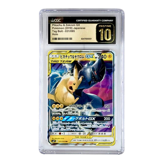 Pikachu & Zekrom 2018 Pokemonm Japanese Sun & Moon Tag Team Sm9 #031 CGC Pristine 10