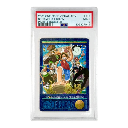 Straw Hat Crew 2001 One Piece Bandai Carddass Visual Adventure Part 4 Booster #137 PSA 9