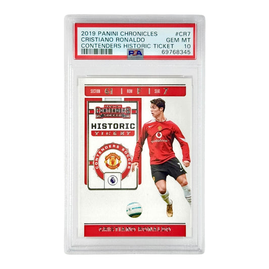 Cristiano Ronaldo 2019 Panini Chronicles Contenders Historic Ticket #CR7 PSA 10