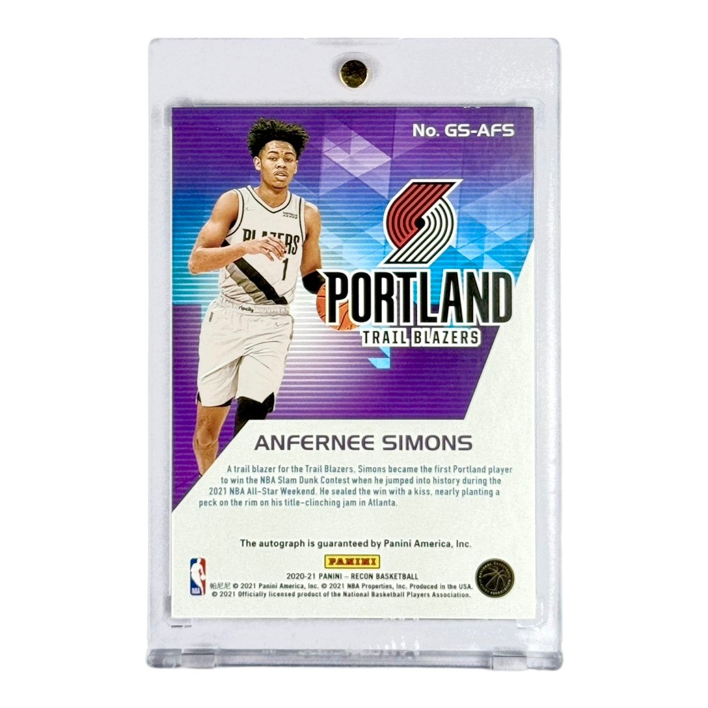 Anfernee Simons 2020-21 Panini Recon Glorified Auto #GS-AFS