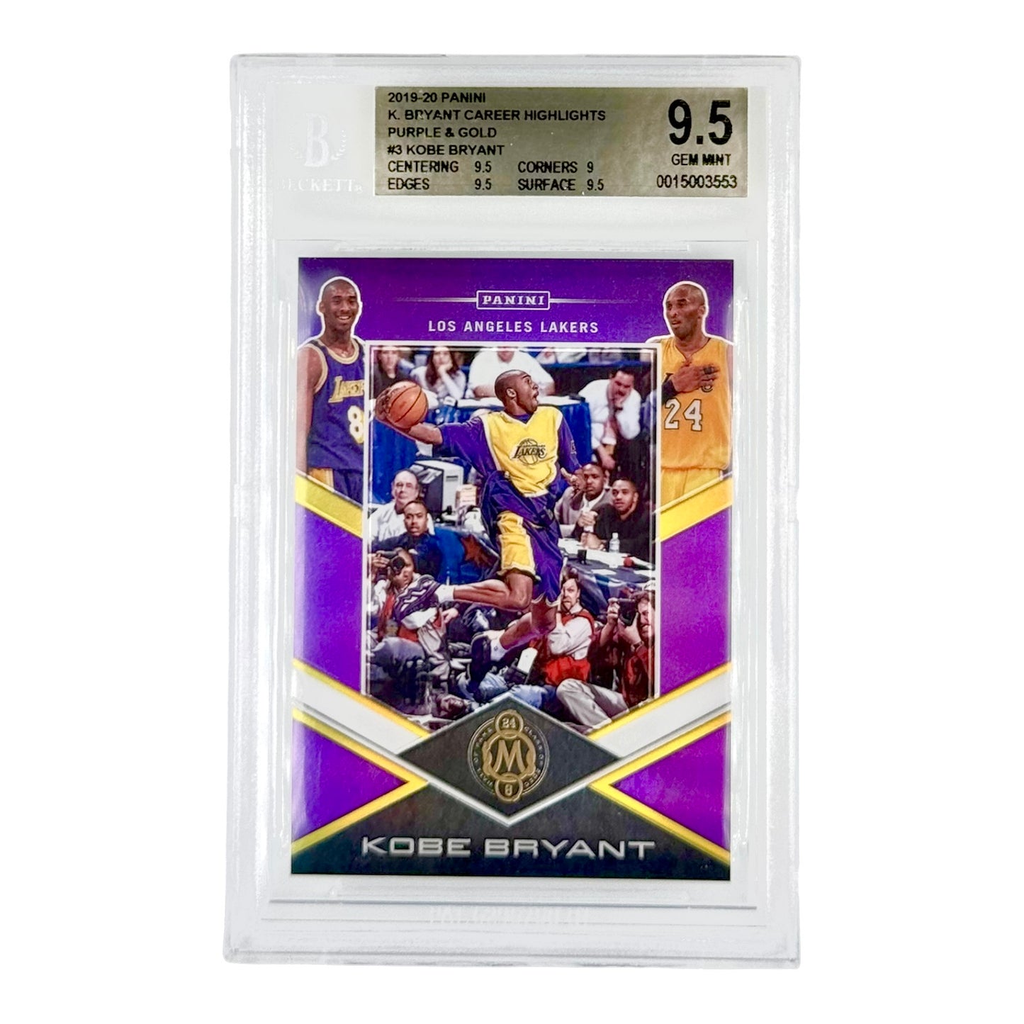 Kobe Bryant 2019-20 Panini Mosaic Career highlights Purple & Gold 04/20 #3 BGS 9.5