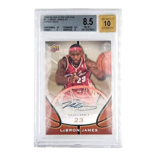 Lebron James 2008-09 Upper Deck Starting Five Auto #1 BGS 8.5 Auto 10