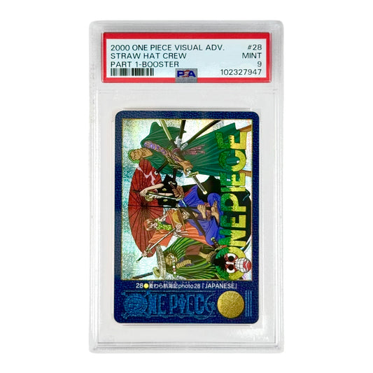 Straw Hat Crew 2000 One Piece Bandai Carddass Visual Adventure Part 1 Booster #28 PSA 9