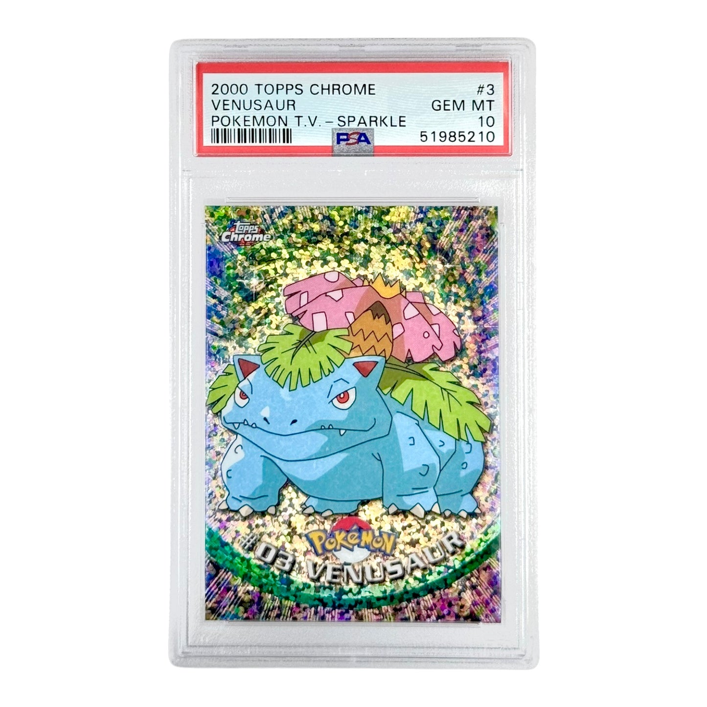 Venusaur 2000 Pokemon English Topps Chrome TV Sparkle #03 PSA 10