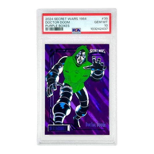 Doctor Doom 2024 Upper Deck Marvel Secret Wars 1984 Purple Boxes 01/99 #39 PSA 10