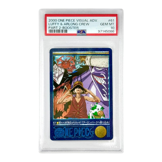 Luffy & Arlong Crew 2000 One Piece Bandai Carddass Visual Adventure Part 2 Booster #61 PSA 10