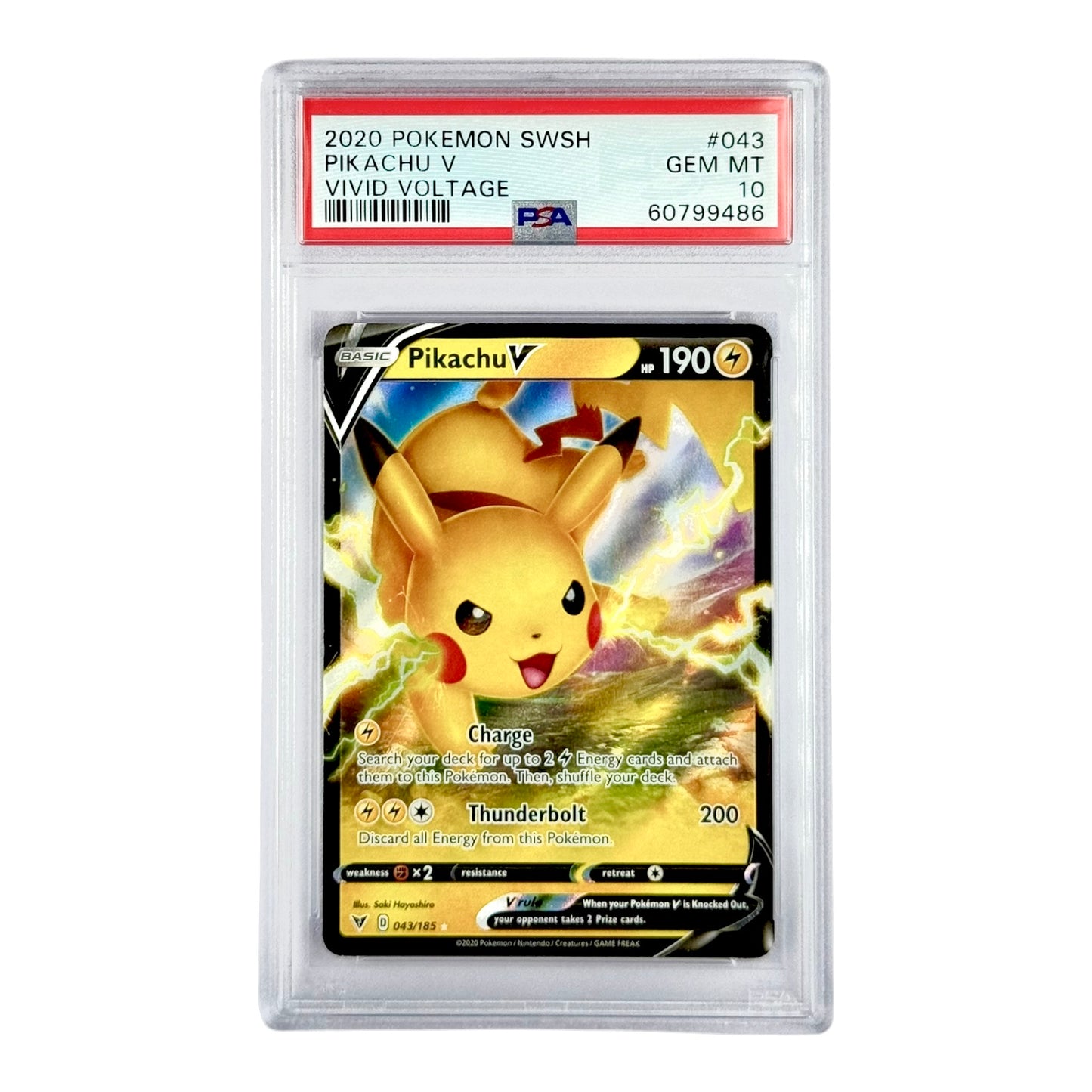 Pikachu 2020 Pokemon SWSH Vivid Voltage V #043 PSA 10