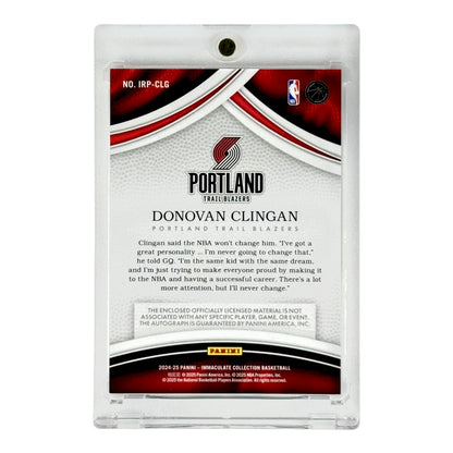 Donovan Clingan 2024-25 Immaculate Rookie Patch Auto RPA RC Gold 07/10 #IRP-CLG