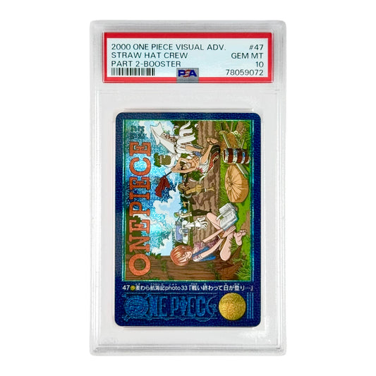 Straw Hat Crew 2000 One Piece Bandai Carddass Visual Adventure Part 2 Booster #47 PSA 10