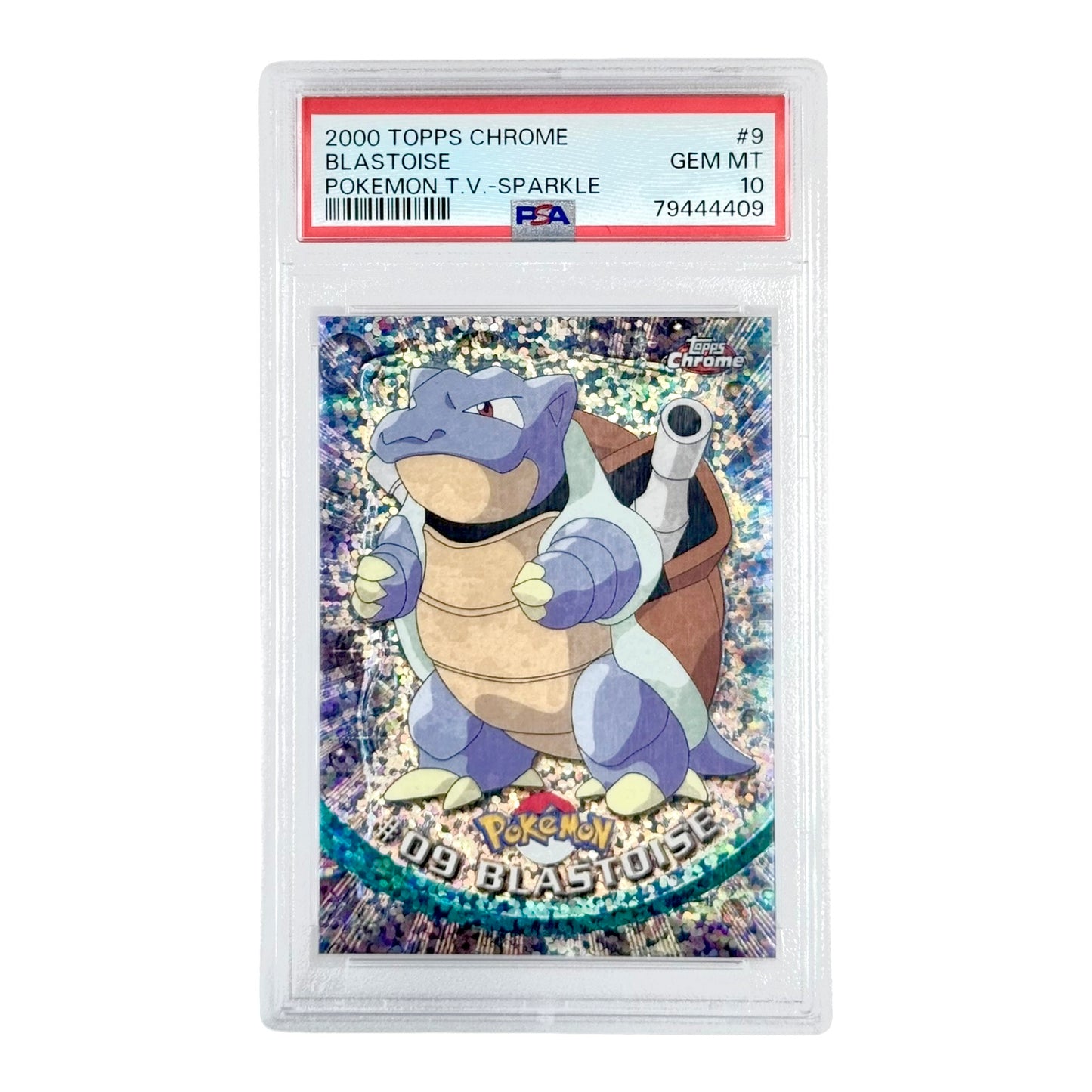 Blastoise 2000 Pokemon Topps Chrome TV Sparkle #09 PSA 10