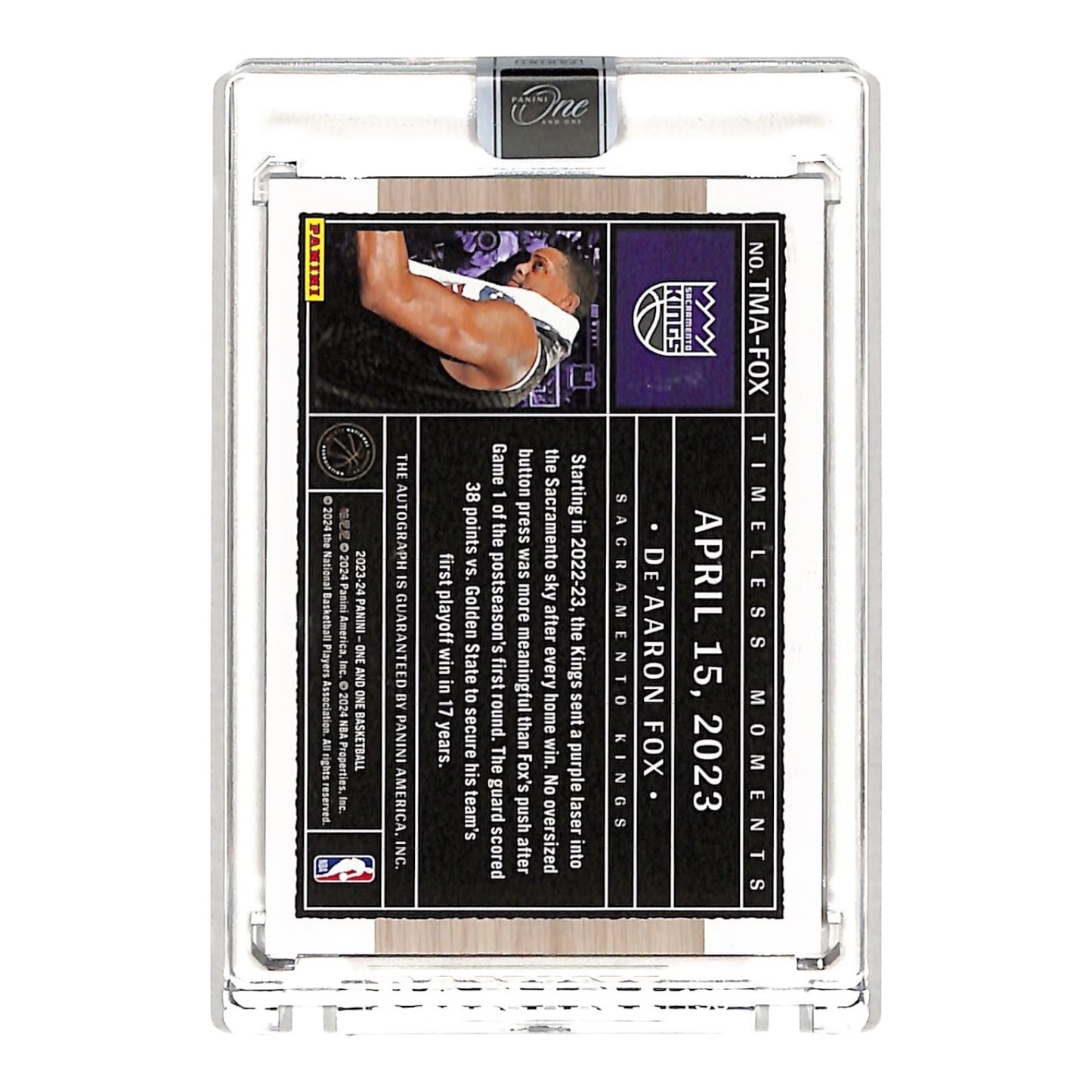 DeAaron Fox 2023-24 One & One Auto 55/75 #TMA-FOX
