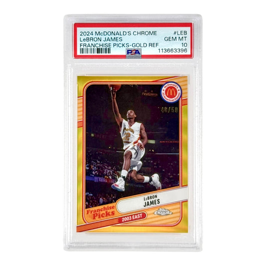Lebron James 2024 Topps Chrome Mcdonald Franchise Picks Gold 48/50 #LEB PSA 10