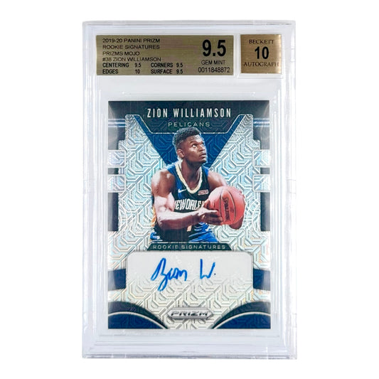 Zion Williamson 2019-20 Panini Prizm Rookie Auto RC Mojo 05/25 #38 BGS 9.5 Auto 10